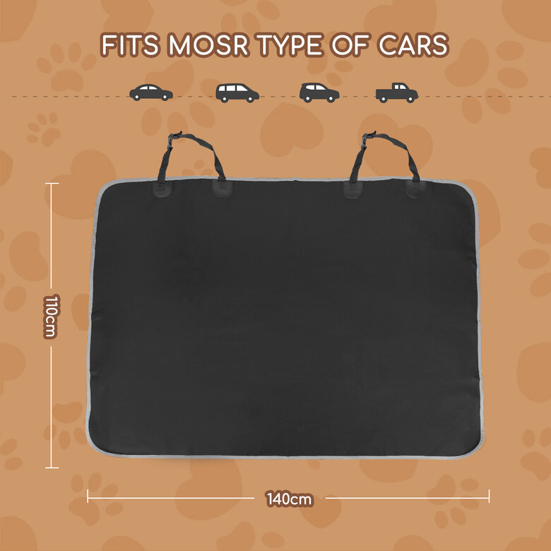 Nobleza - Protector de Tapicería para Perros, Cubierta Asiento Universal Ipermeable Antideslizante para Mascotas, Funda Coche para Mayoría de los Coches (Tamaño Universal), Negro 140 × 110 cm, , large image number null