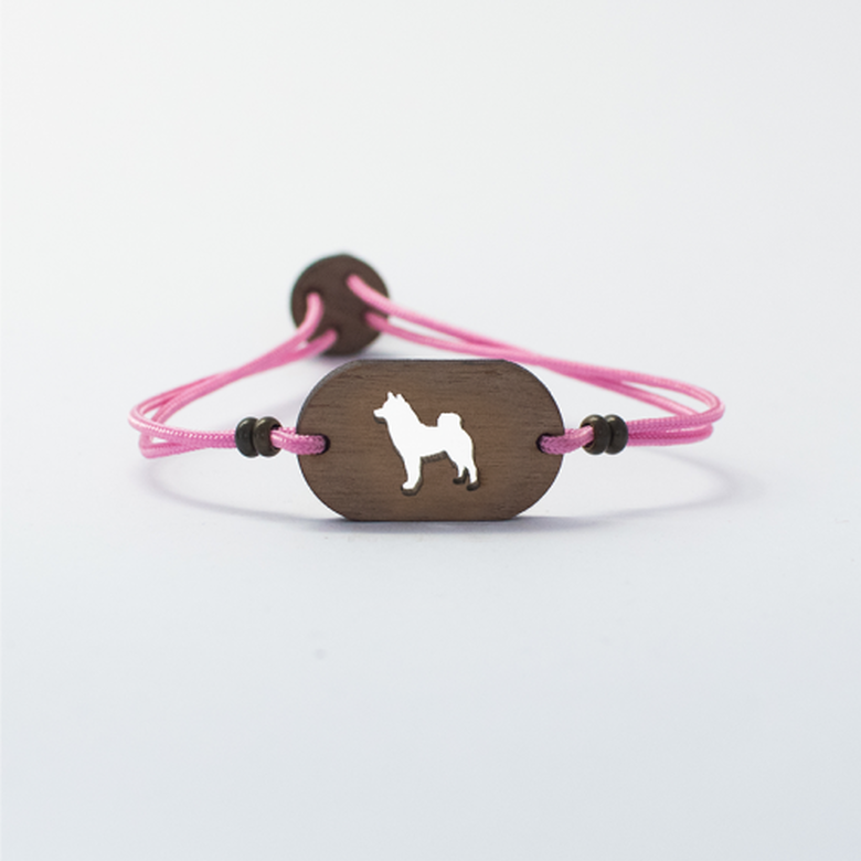 Pulsera de madera Akita/Shiba Inu personalizable color Rosa, , large image number null