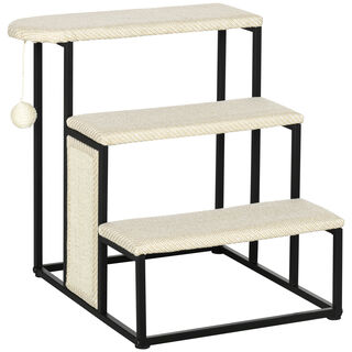 PawHut Escalera Crema y Negro para Perros