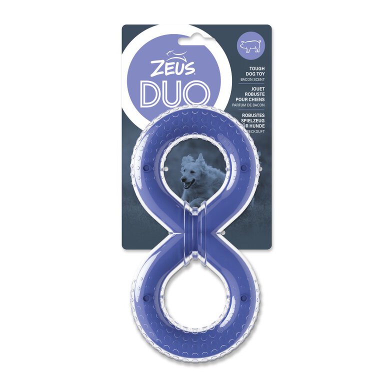 Juguete para masticar perro Zeus Duo Tirador  8 nudos, 20 cm, Morado, aroma Beicon, , large image number null