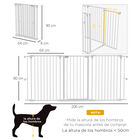 PawHut Barrera para Perros de Acero Valla para Mascotas Plegable de 3 Paneles con Doble Cerradura y Función de Bloqueo Auxiliar para Puerta Pasillo Escalera 206x90 cm Blanco, , large image number null