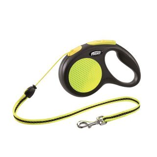 Correa Flexi extensibe New Neon de 3 metros para perros pequeños color Amarillo/Negro