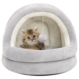 Vidaxl cama redonda gris para gatos grandes