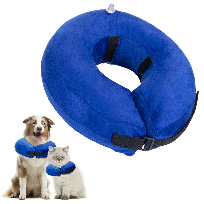 Nobleza Collar Isabelino Inflable Ajustable Azul para mascotas, , large image number null