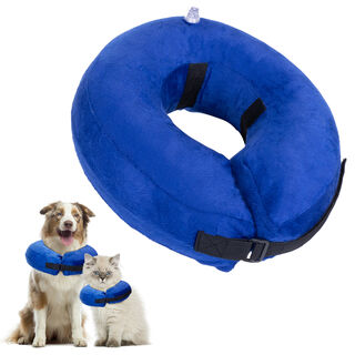 Nobleza Collar Isabelino Inflable Ajustable Azul para mascotas