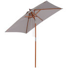 Outsunny Sombrilla de Jardín 200x150x235 cm Parasol de Jardín Rectangular con Ángulo Ajustable Anti-UV Impermeable y Poste de Madera para Playa Patio Exterior Gris, , large image number null