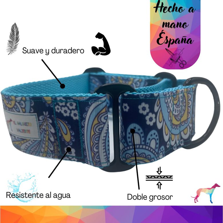 EL GALGUITO VALIENTE Collar Martingale para galgo hecho a mano en España, , large image number null