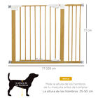 PawHut Barrera de Seguridad para Perros 77-103 cm Vallas para Perros Extensible con 2 Extensiones Mango Luminoso y Cierre Automático para Escaleras y Puertas Natural, , large image number null