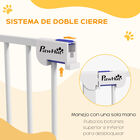 PawHut Barrera para Perros de Acero Valla para Mascotas Plegable de 3 Paneles con Doble Cerradura y Función de Bloqueo Auxiliar para Puerta Pasillo Escalera 206x90 cm Blanco, , large image number null