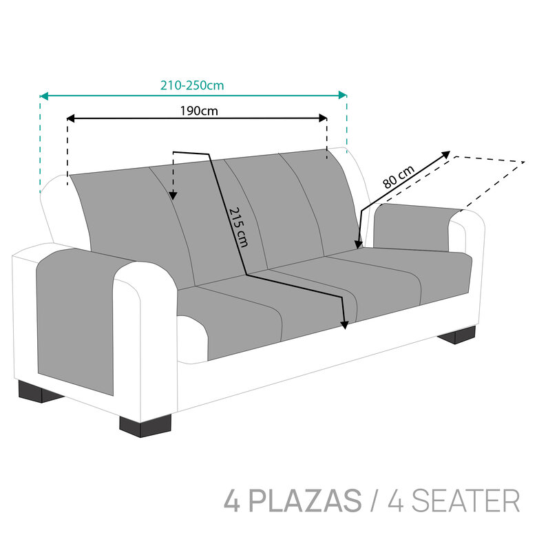 Vipalia Protector Cubresofa Sofa Royale 190 cm. Color Beige. 4 plazas (210-250 cm), , large image number null