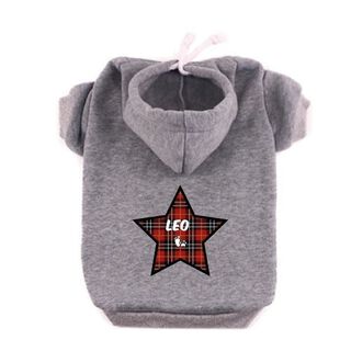 Sudadera Estrella de Cuadros Rojos para perros color Gris