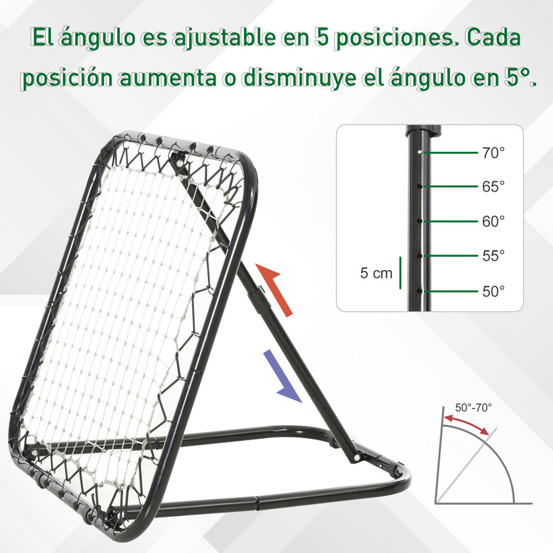 HOMCOM Red de Rebote negra Plegable y Ajustable en Ángulo de 5 Niveles para Entrenamiento, , large image number null