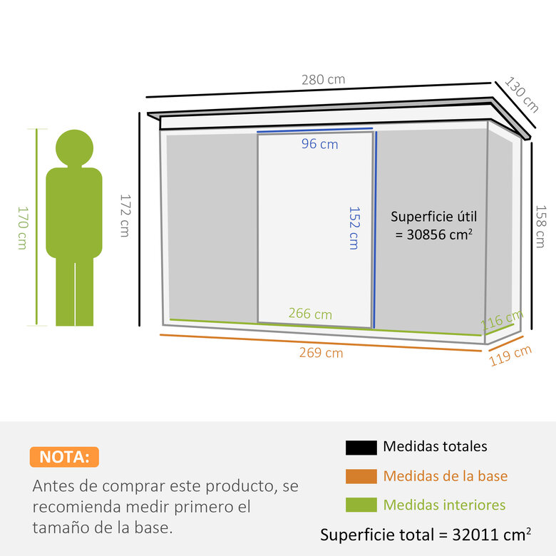 Outsunny Caseta de Exterior Metálica para Almacenamiento de Herramientas con 2 Puertas Correderas y 2 Orificios de Ventilación Gris Oscuro, , large image number null