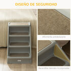 PawHut Escalera Plegable para Mascotas de 4 Peldaños Escalón para Perros Gatos Portátil con Alfombras Antideslizantes para Cama Sofá Carga 20 kg 62x38x49,5 cm Gris, , large image number null