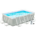 Outsunny Piscina Desmontable Tubular 340x215x80 cm Piscina Rectangular de Exterior con Depuradora de Cartucho 4.000 L/H Mangueras Longitud 100 cm y Marco de Acero 4200 L Gris, , large image number null