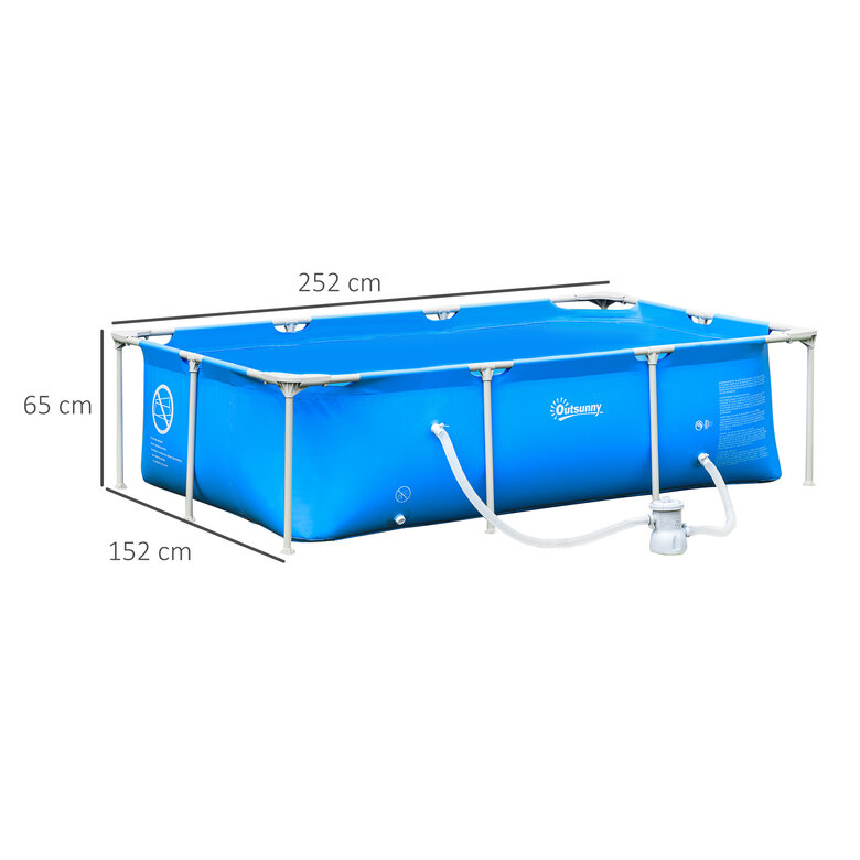 OUTSUNNY PISCINA AZUL RECTANGULAR DESMONTABLE PARA ADULTOS Y NIÑOS, , large image number null