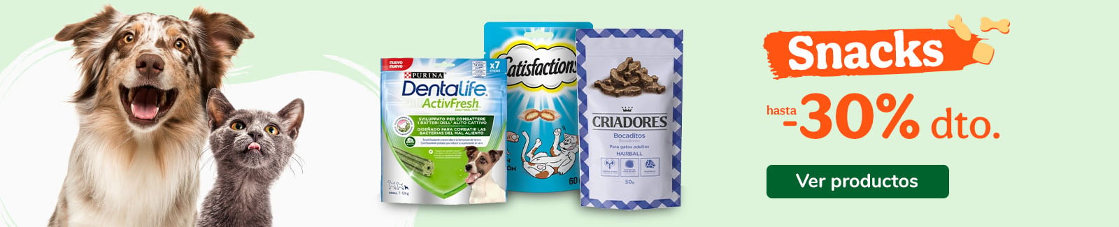 Snacks perro y gato hasta -30% de descuento