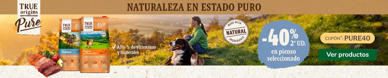 2ª ud al -40% en True Origins Pure para perro