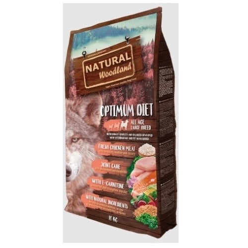 Natural woodland receta optimum large breed pienso pollo y pavo para perros de raza grande