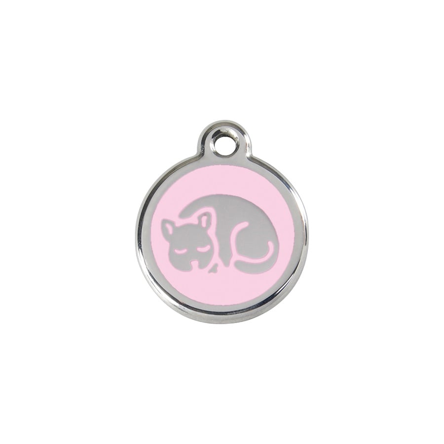 Placa identificativa Acero Inoxidable Esmalte Gatito Rosa para gatos