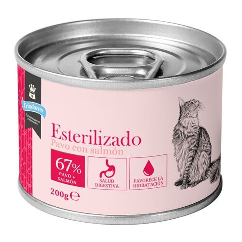 Criadores Esterilizado Paté Pavo y Salmón lata para gatos