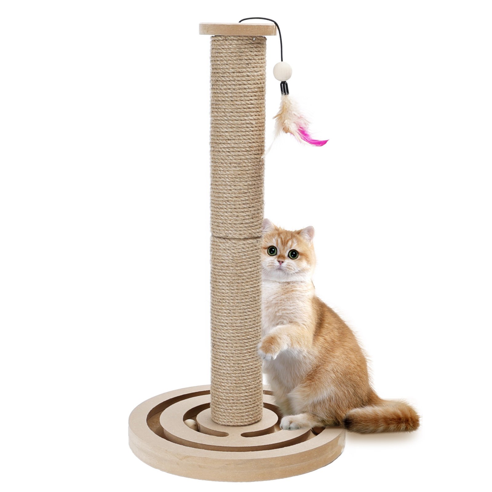 Nobleza Interactivos Poste Rascador para Gatos, Árbol rascador de Madera, Juguete Interactivo para Gatos