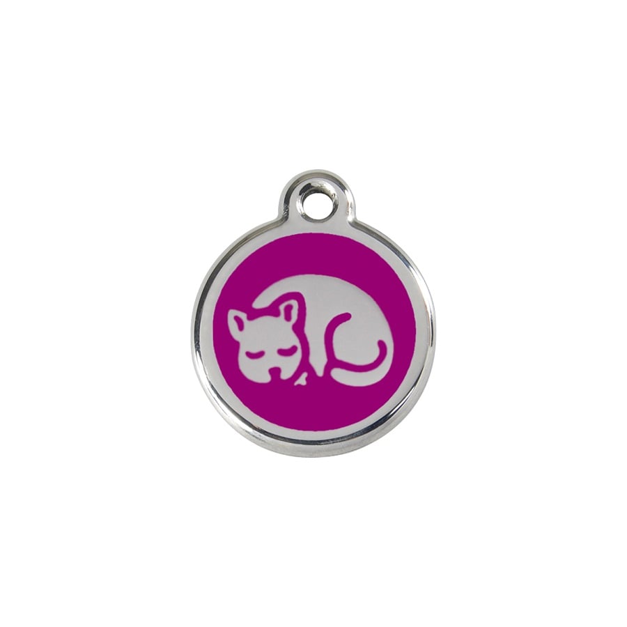 Placa identificativa Acero Inoxidable Esmalte Gatito Morado para gatos