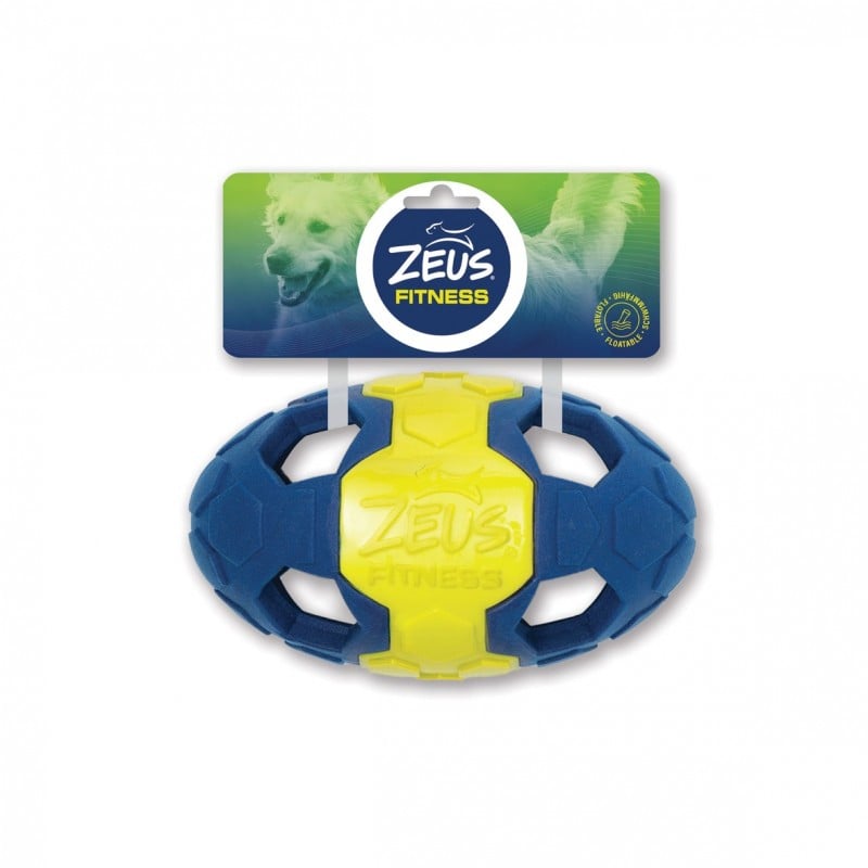 Juguete pelota rugby de TPR y goma espuma flotante para perros Zeus Fitness , grande, 18 cm