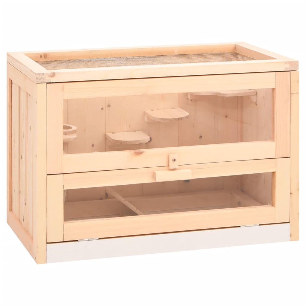 vidaXL Jaula para hámster madera maciza abeto 60x35,5x42 cm