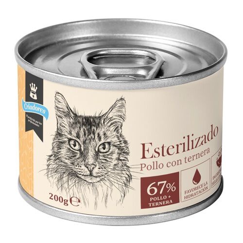 Criadores Esterilizado Paté Pollo y Ternera lata para gatos