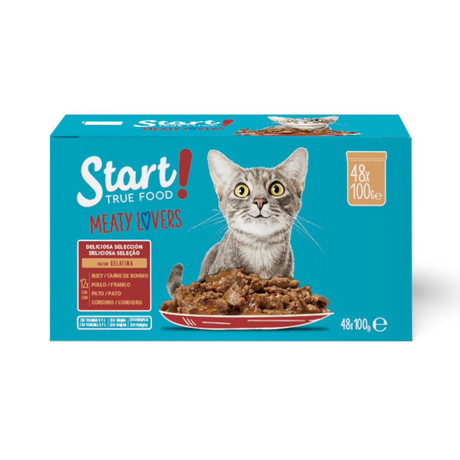 Start Cat Selección de carnes sobre con gelatina para gatos