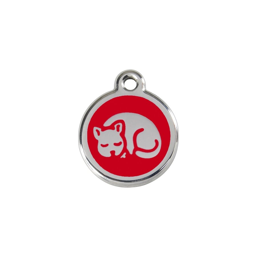 Placa identificativa Acero Inoxidable Esmalte Gatito Rojo para gatos